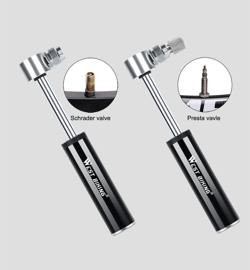 WEST BIKING Hand Mini Bicycle Pump Tire Air Inflator Schrader Presta Valve Ball Needle Hose MTB Accessories Portable Bike Pump