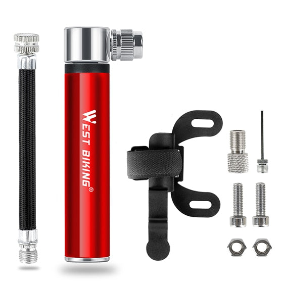WEST BIKING Hand Mini Bicycle Pump Tire Air Inflator Schrader Presta Valve Ball Needle Hose MTB Accessories Portable Bike Pump