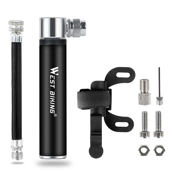 WEST BIKING Hand Mini Bicycle Pump Tire Air Inflator Schrader Presta Valve Ball Needle Hose MTB Accessories Portable Bike Pump