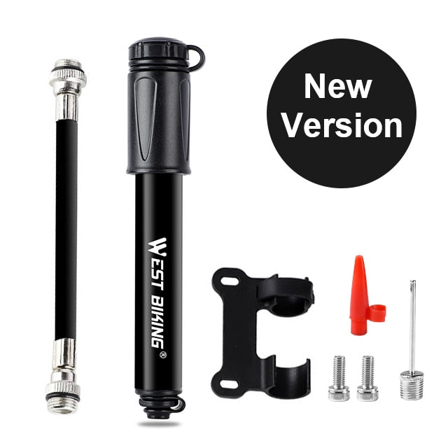 WEST BIKING Hand Mini Bicycle Pump Tire Air Inflator Schrader Presta Valve Ball Needle Hose MTB Accessories Portable Bike Pump