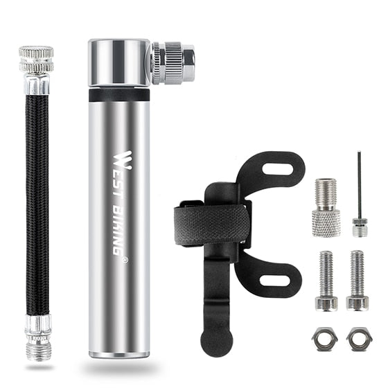 WEST BIKING Hand Mini Bicycle Pump Tire Air Inflator Schrader Presta Valve Ball Needle Hose MTB Accessories Portable Bike Pump