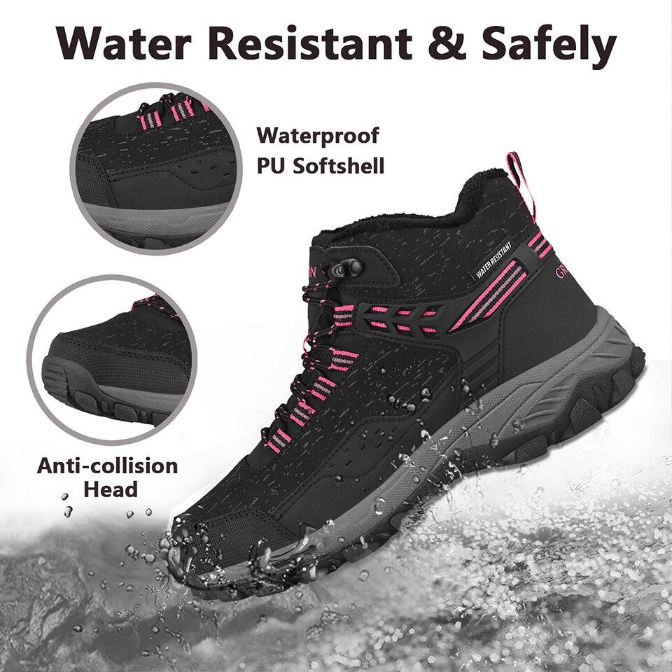 Women Winter Hiking Boots Waterproof Platform Ankle Sports Shoes PU